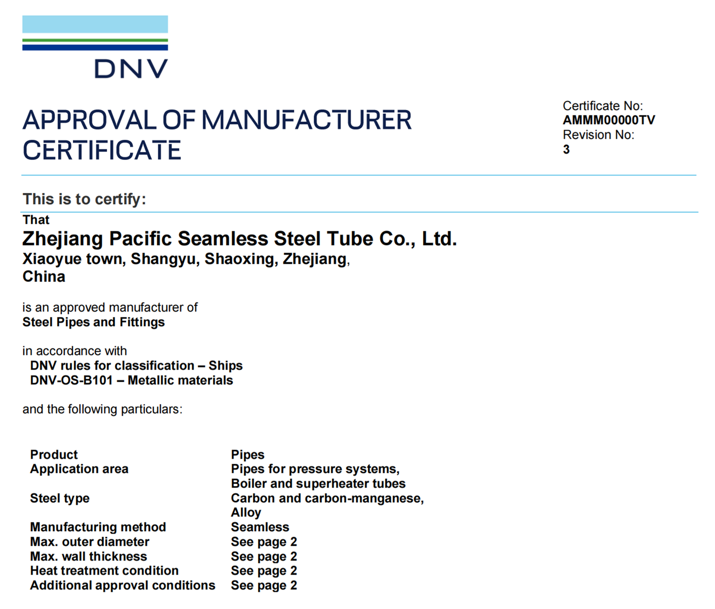 DNV GL CERTIFICATE
